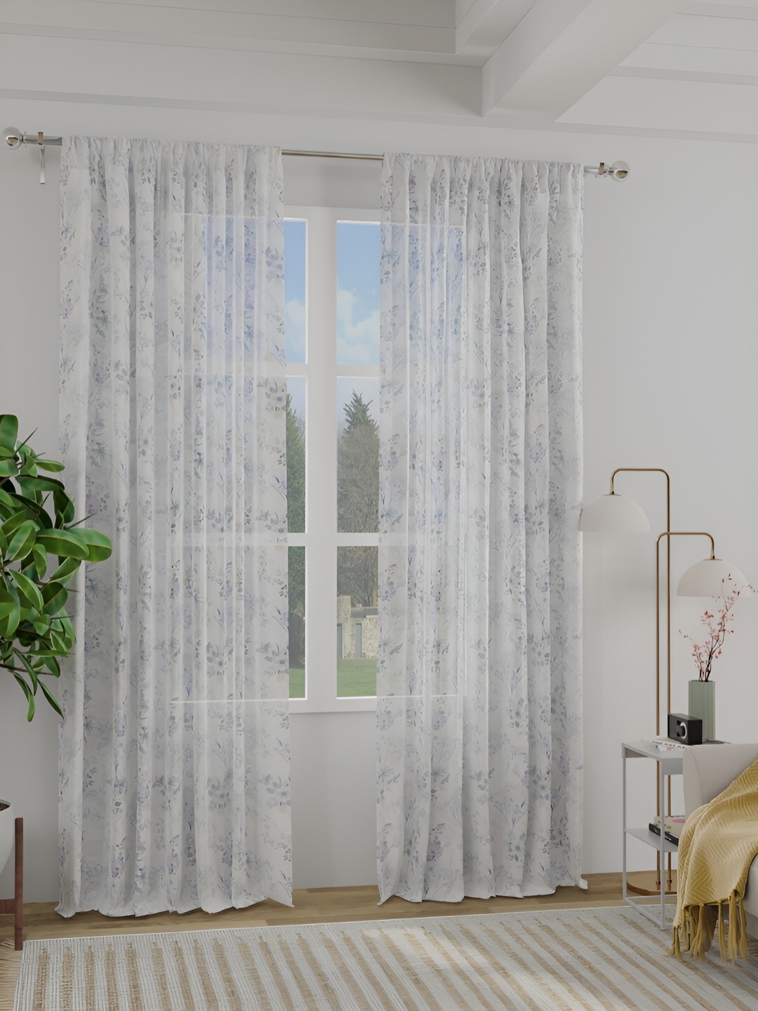 ROSARA HOME White & Lanvender 2 Pieces Floral Printed Sheer Long Door Curtains, Lavender
ROSARA HOME White & Lanvender 2 Pieces Floral Printed Sheer Long Door Curtains, Lavender