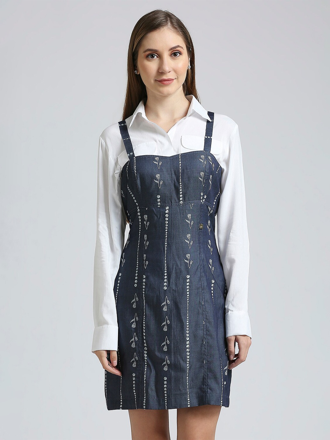 EMBLAZE Denim Pinafore Dress, Blue