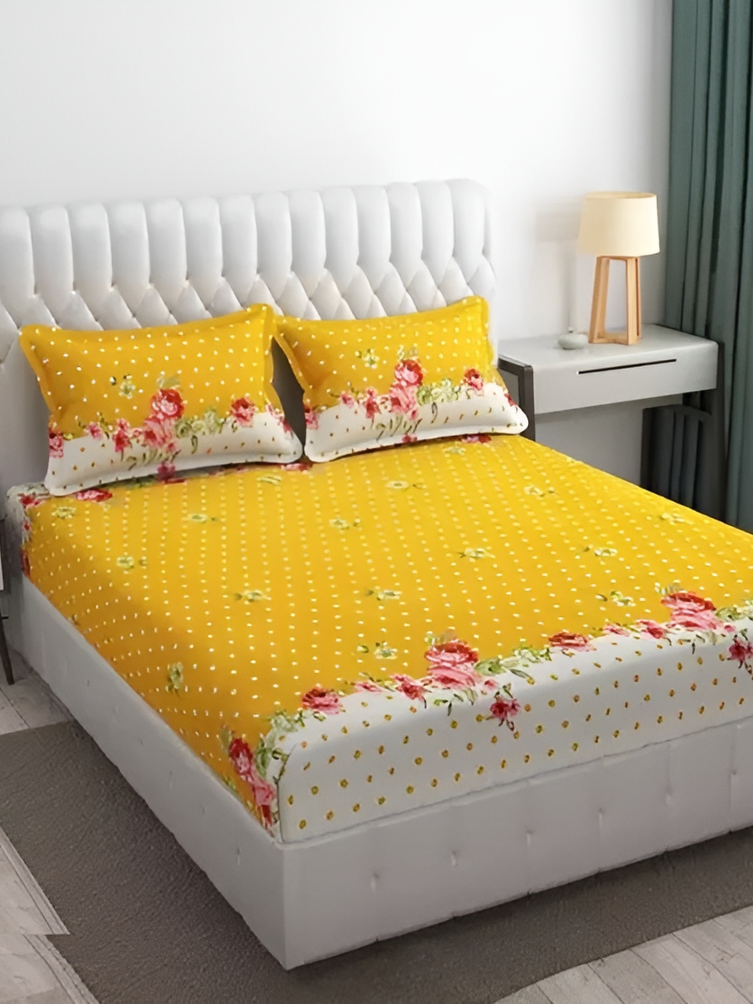 Supreme Home Collective Yellow & White 200 TC Queen Fitted Bedsheet with 2 Pillow Covers
Supreme Home Collective Yellow & White 200 TC Queen Fitted Bedsheet with 2 Pillow Covers