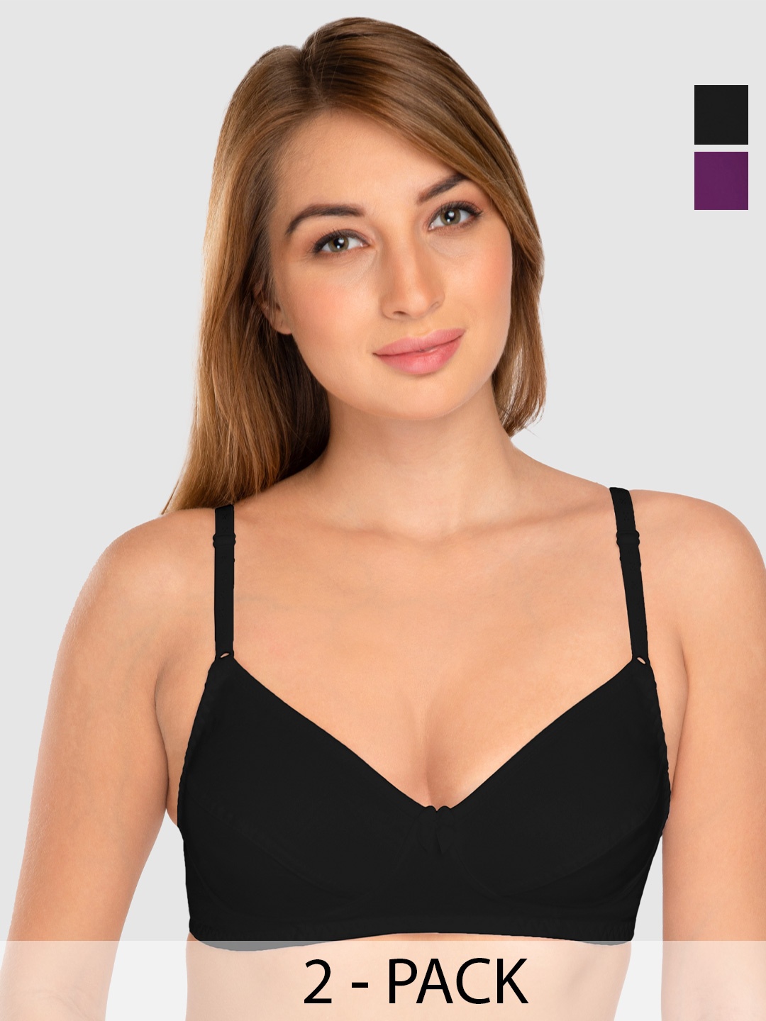 Daisy Dee Pack of 2 Full Coverage Non Padded Cotton T-shirt Bra-All Day Comfort, Black
Daisy Dee Pack of 2 Full Coverage Non Padded Cotton T-shirt Bra-All Day Comfort, Black