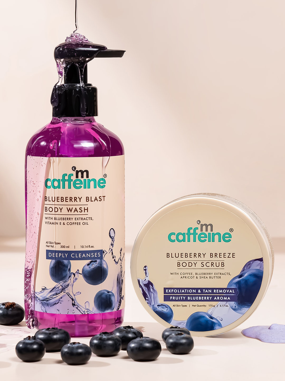 MCaffeine Blueberry Blast Body Wash 300 ml & Blueberry Breeze Body Scrub 175 g, Purple
MCaffeine Blueberry Blast Body Wash 300 ml & Blueberry Breeze Body Scrub 175 g, Purple