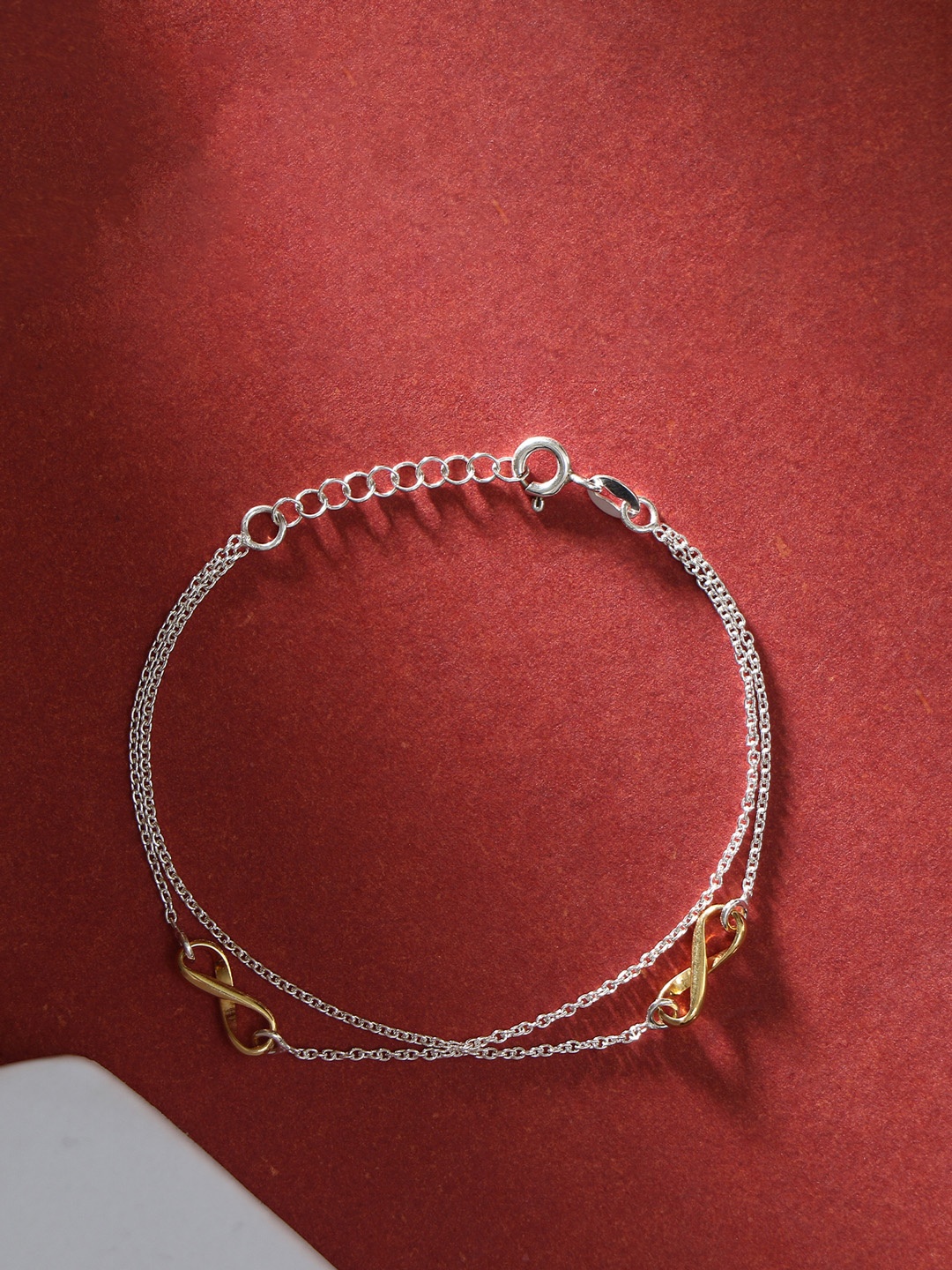 House of Pataudi Women 925 Sterling Silver Silver-Plated Dual Layer Infinity Bracelet
House of Pataudi Women 925 Sterling Silver Silver-Plated Dual Layer Infinity Bracelet