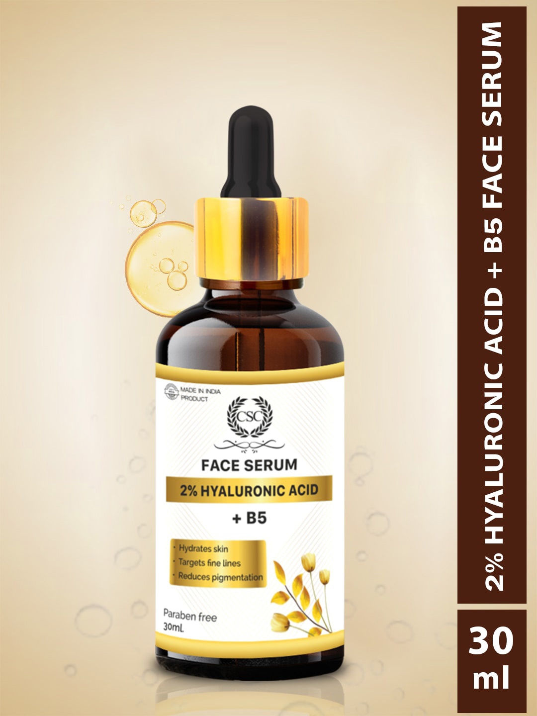 CSC 2% Hyaluronic Acid With B5 Serum With For Fine Lines Pigmentation & Hydration-30ml, Gold
CSC 2% Hyaluronic Acid With B5 Serum With For Fine Lines Pigmentation & Hydration-30ml, Gold