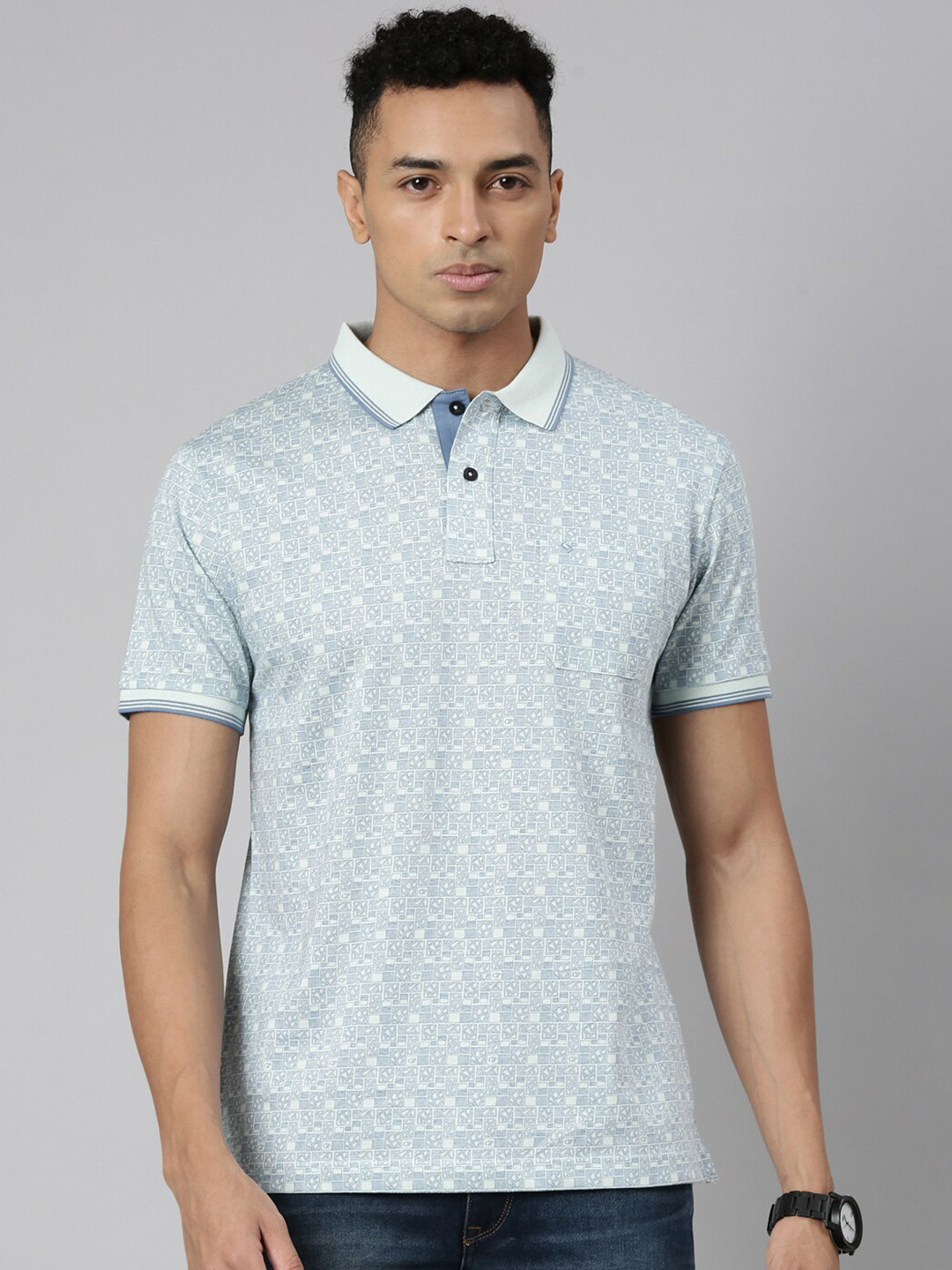 Classic Polo Geometric Printed Polo Collar Short Sleeves Cotton Slim Fit T-shirt, Blue
Classic Polo Geometric Printed Polo Collar Short Sleeves Cotton Slim Fit T-shirt, Blue