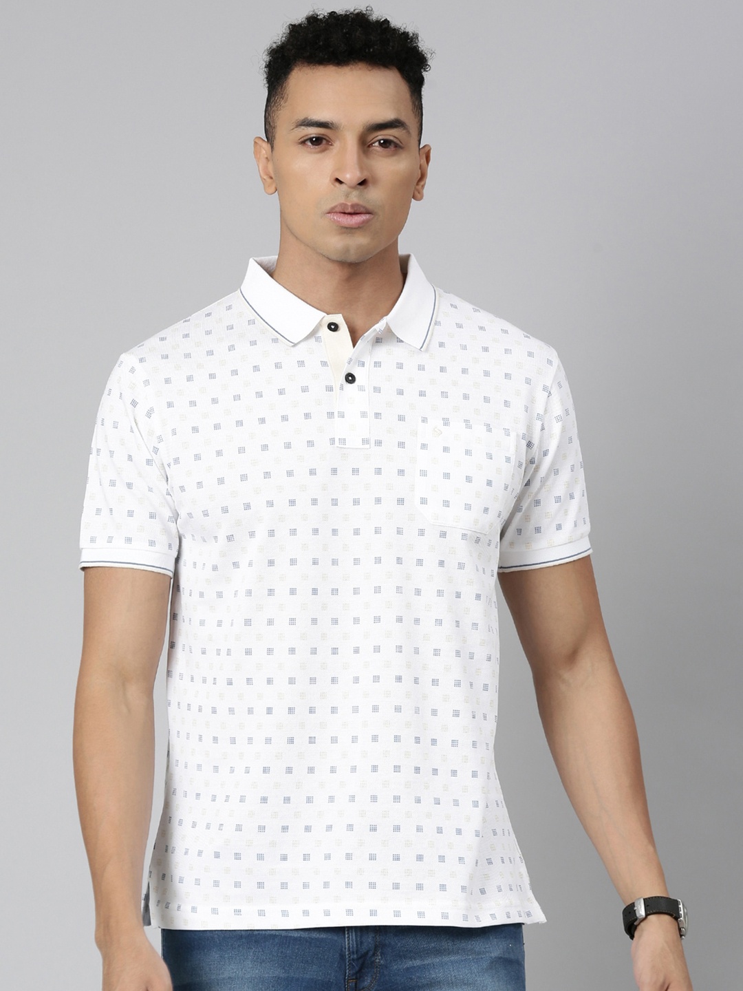 Classic Polo Geometric Printed Polo Collar Short Sleeves Cotton Slim Fit T-shirt, White
Classic Polo Geometric Printed Polo Collar Short Sleeves Cotton Slim Fit T-shirt, White