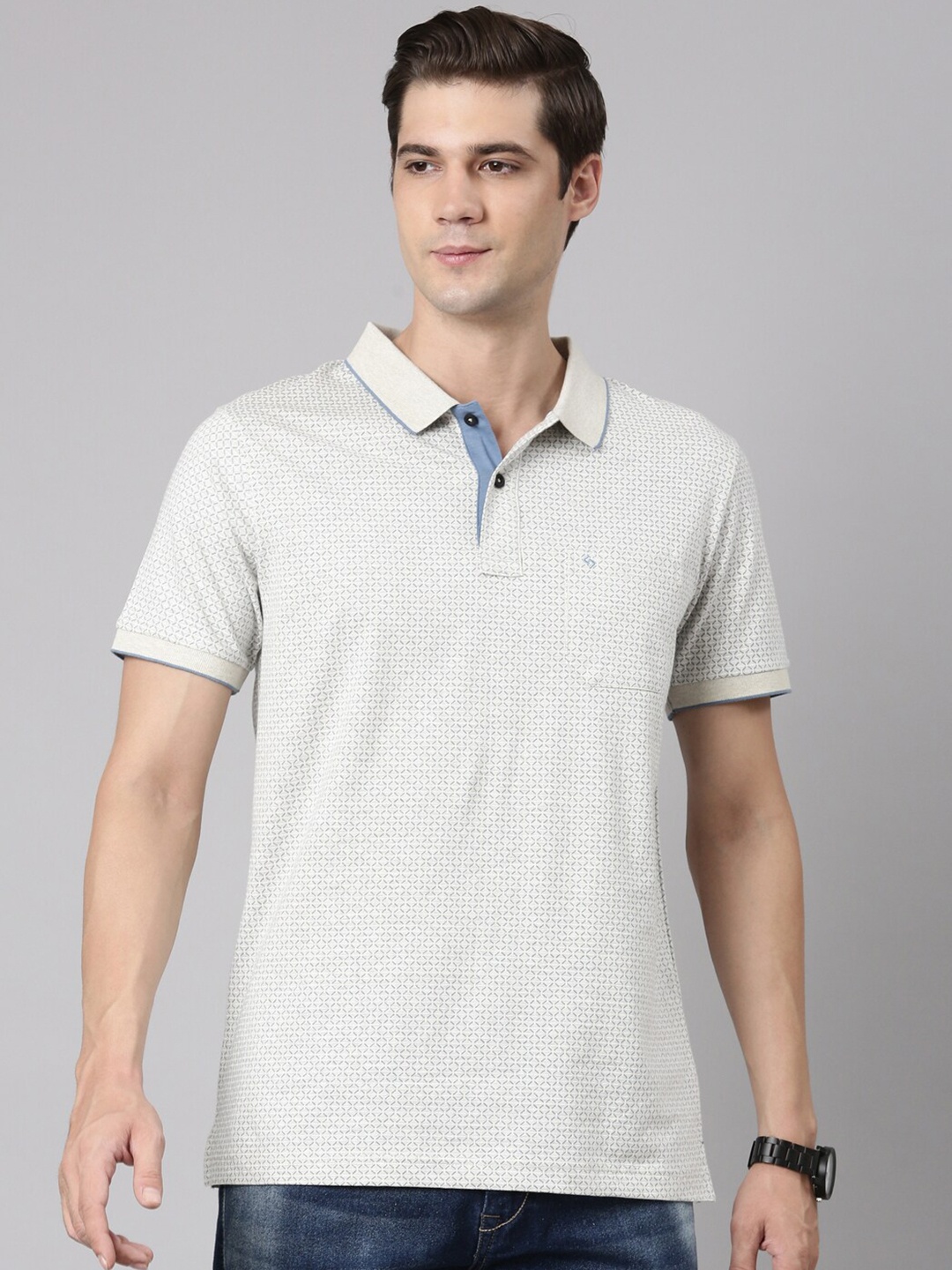 Classic Polo Geometric Printed Polo Collar Short Sleeves Cotton Slim Fit T-shirt, White
Classic Polo Geometric Printed Polo Collar Short Sleeves Cotton Slim Fit T-shirt, White