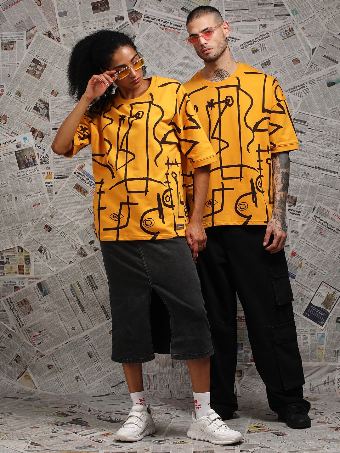 Stormborn Unisex Abstract Printed Drop Shoulder Pure Cotton Oversized T-shirt, Mustard
Stormborn Unisex Abstract Printed Drop Shoulder Pure Cotton Oversized T-shirt, Mustard