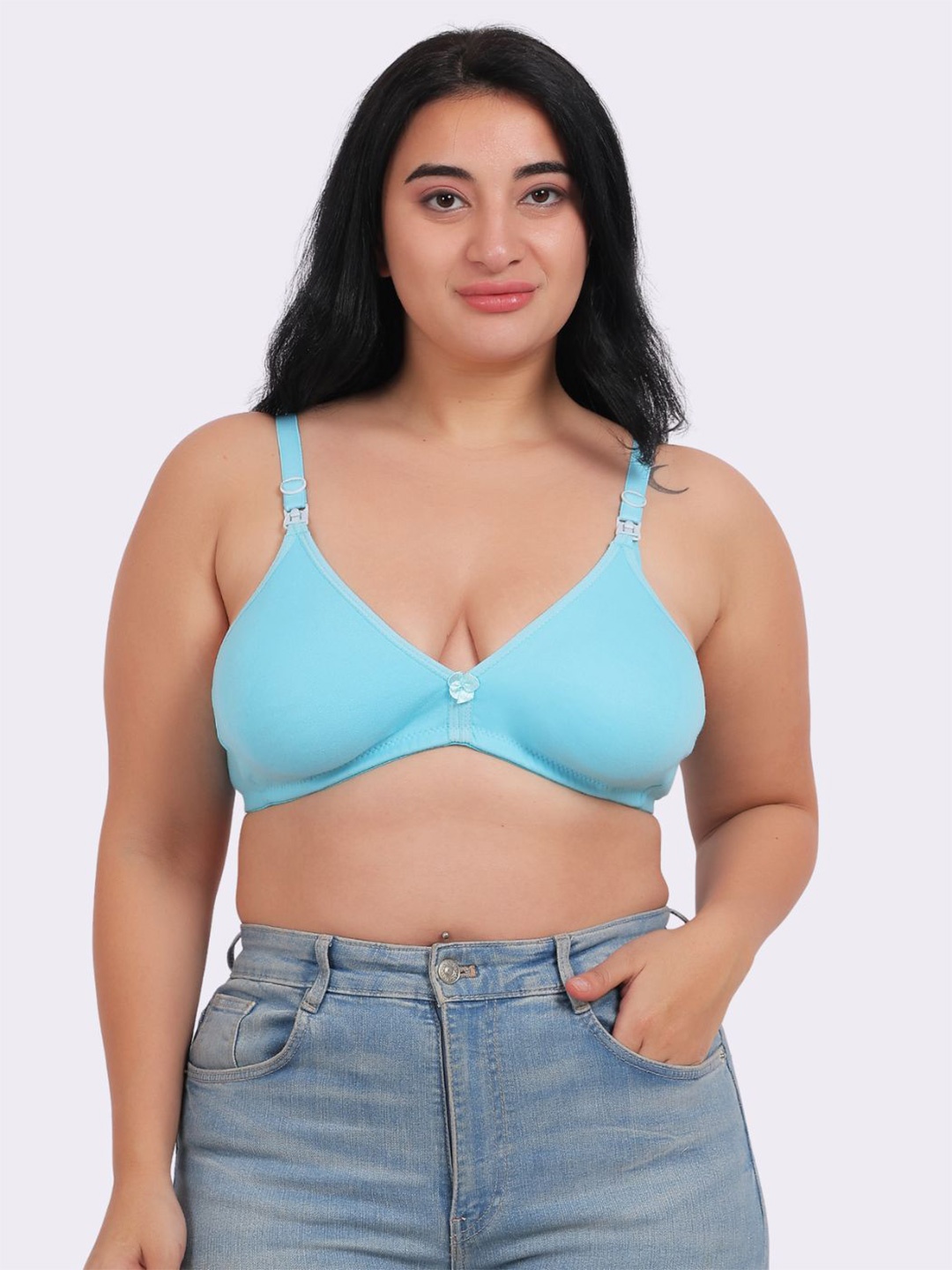 Fabme Non Padded Non-Wired Plus Seamless Cotton Maternity Bra-All Day Comfort, Turquoise blue
Fabme Non Padded Non-Wired Plus Seamless Cotton Maternity Bra-All Day Comfort, Turquoise blue