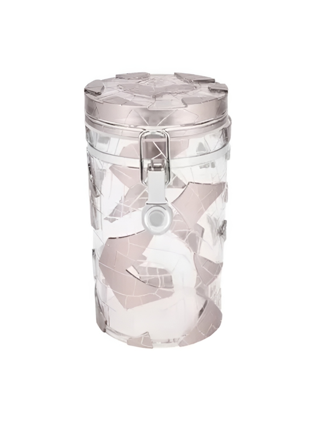 THEDECORKART Grey Printed Glass Storage Container