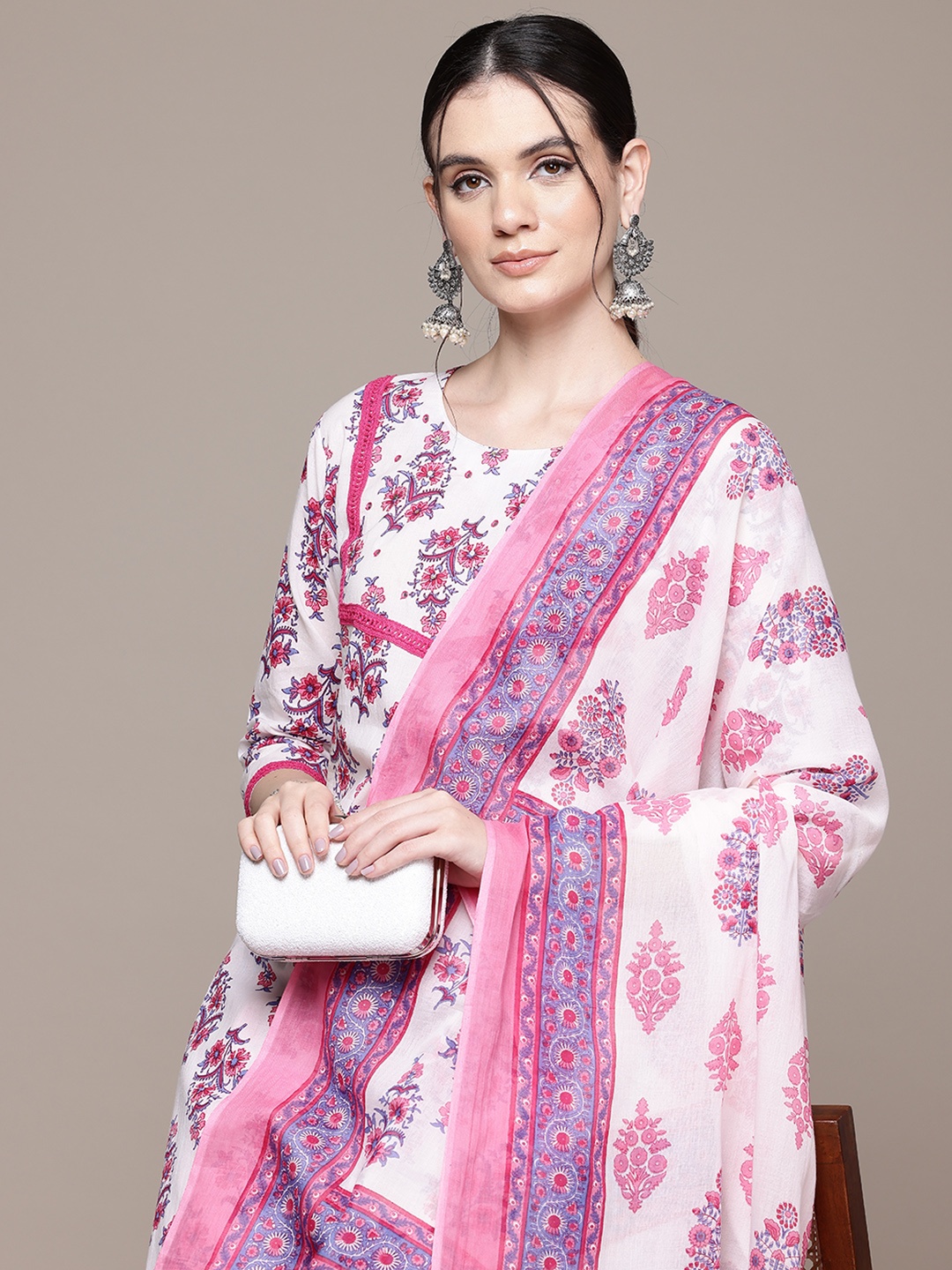 Readiprint Women Floral Thread Work Pure Cotton Kurta with Trousers & Dupatta, White
Readiprint Women Floral Thread Work Pure Cotton Kurta with Trousers & Dupatta, White