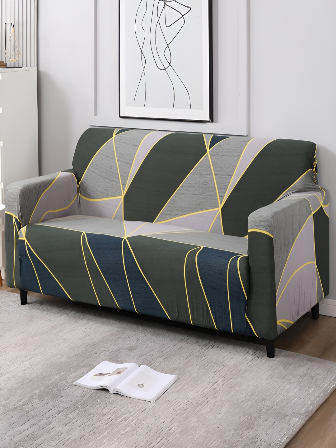 HOKIPO Grey & Green Abstract Printed 3 Seater Stretchable Sofa Cover With Arms
HOKIPO Grey & Green Abstract Printed 3 Seater Stretchable Sofa Cover With Arms