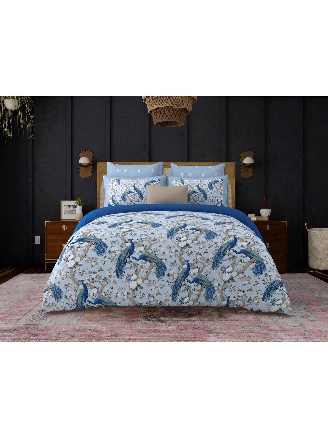 Block Print Story White Floral Printed Cotton 210 TC King Bedsheet with 2 Pillow Covers, Blue
Block Print Story White Floral Printed Cotton 210 TC King Bedsheet with 2 Pillow Covers, Blue