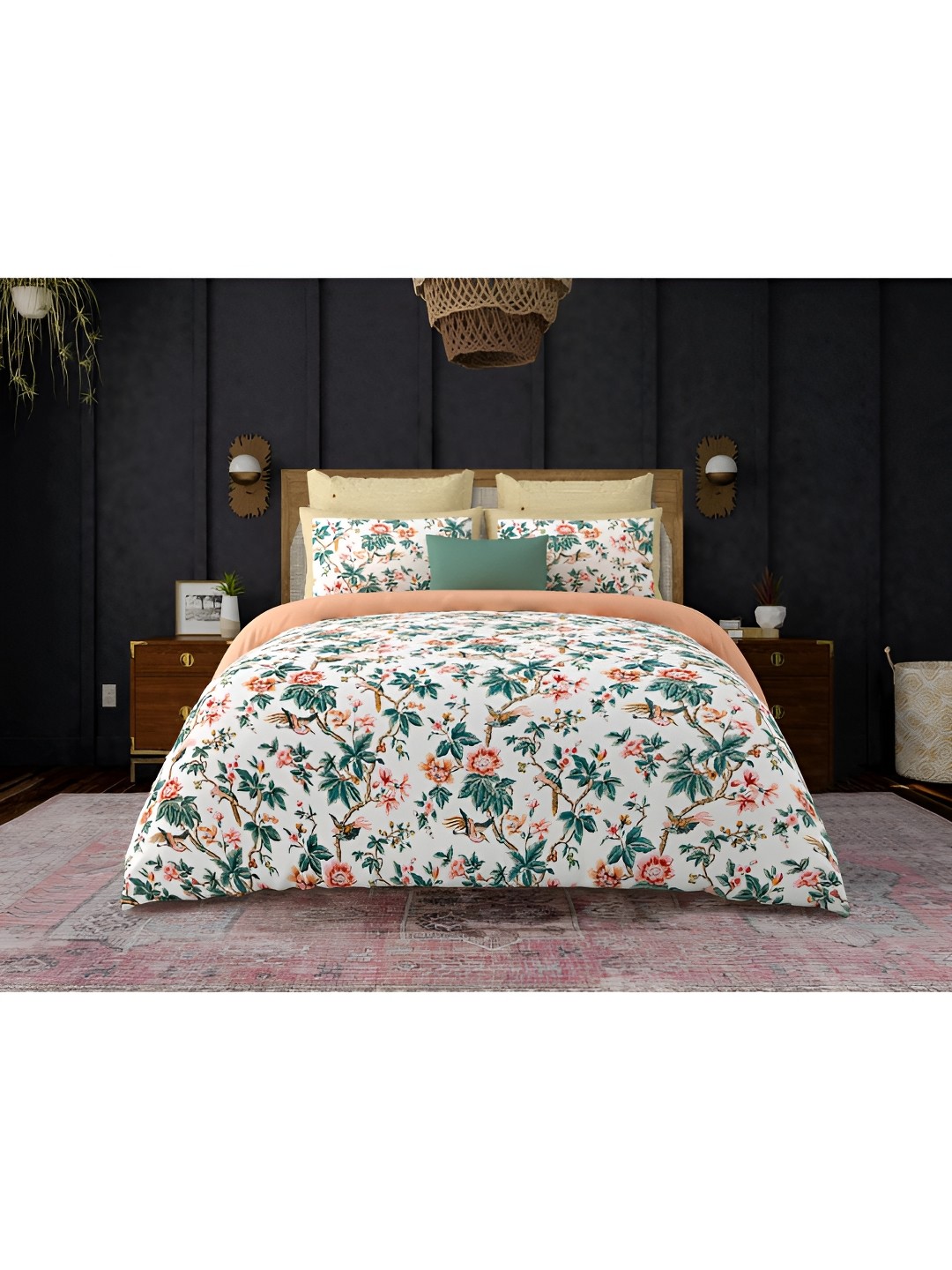 Block Print Story White & Green Floral 210 TC Cotton King Bedsheet with 2 Pillow Covers
Block Print Story White & Green Floral 210 TC Cotton King Bedsheet with 2 Pillow Covers