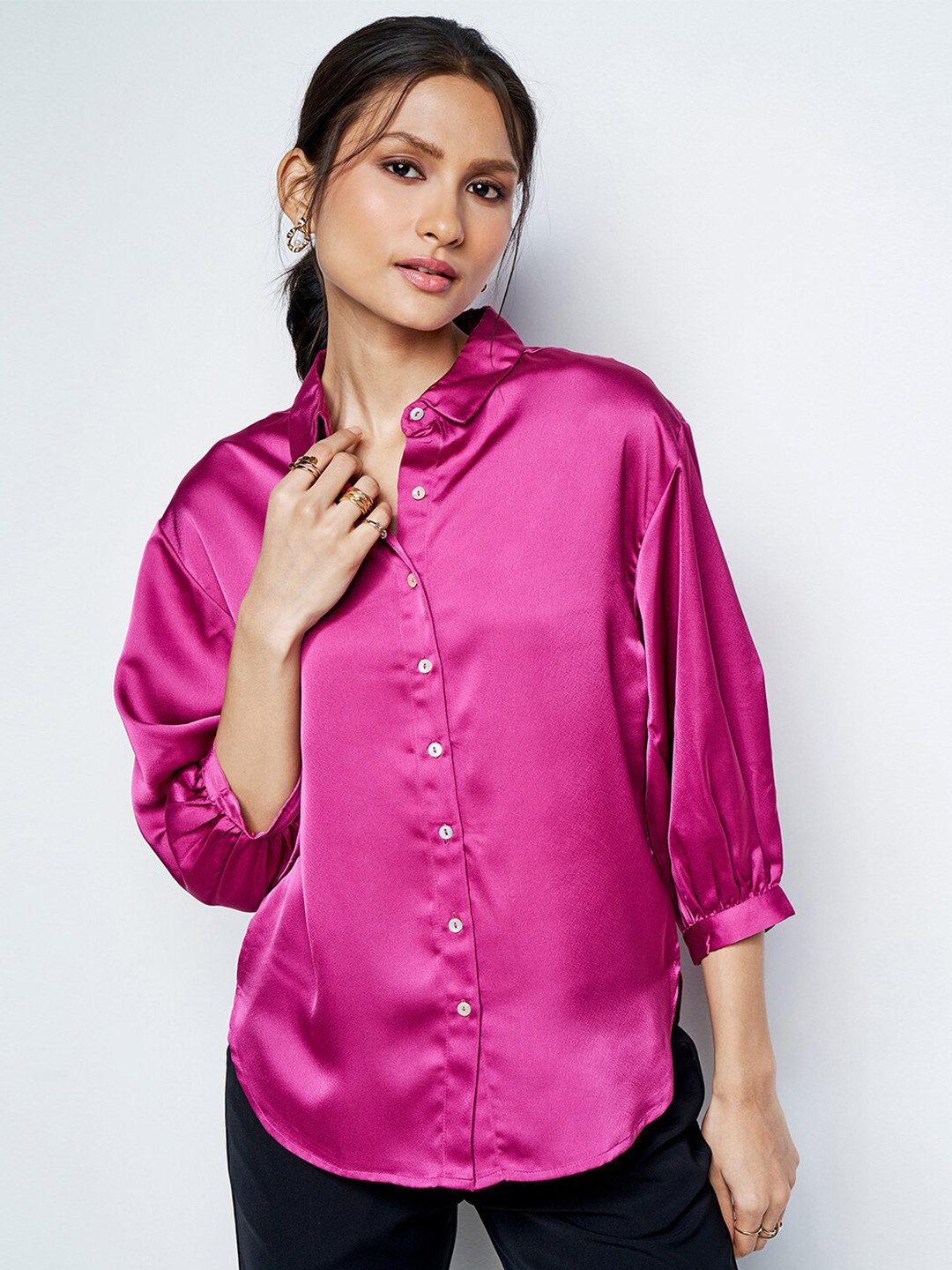 AND Puff Sleeves Shirt Style Top, Purple
AND Puff Sleeves Shirt Style Top, Purple