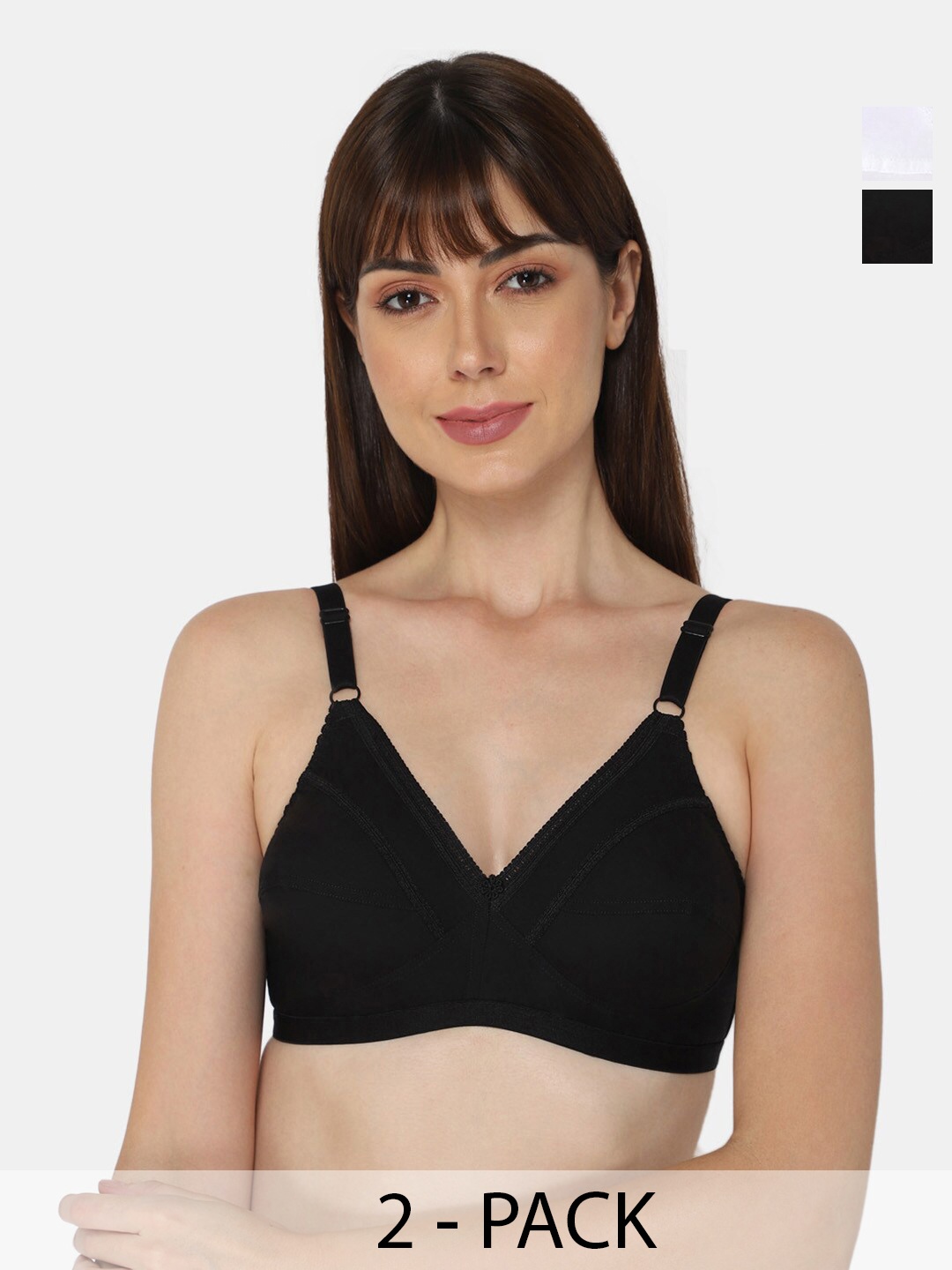 NAIDU HALL Pack Of 2 Full Coverage Non Padded Cotton Everyday Bras With All Day Comfort, Black
NAIDU HALL Pack Of 2 Full Coverage Non Padded Cotton Everyday Bras With All Day Comfort, Black