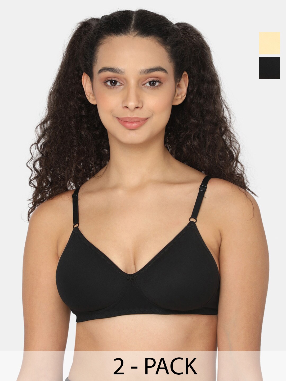 NAIDU HALL Pack Of 2 Medium Coverage Non Padded Cotton Everyday Bra With All Day Comfort, Black
NAIDU HALL Pack Of 2 Medium Coverage Non Padded Cotton Everyday Bra With All Day Comfort, Black