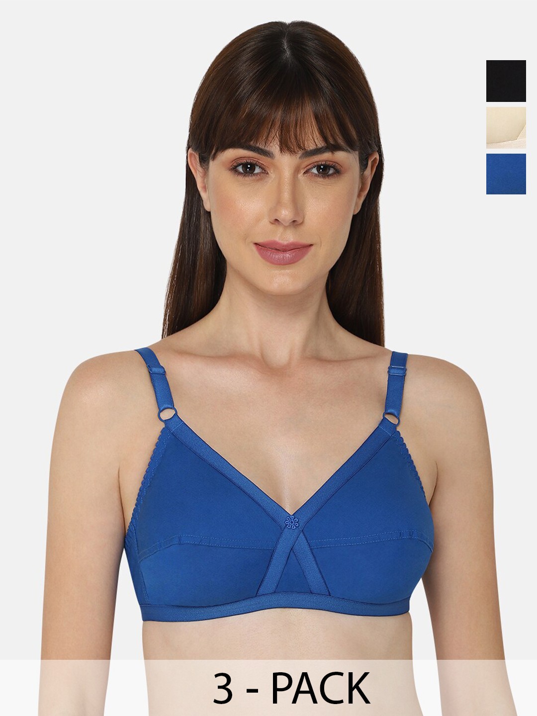 NAIDU HALL Pack Of 3 Full Coverage Non Padded Cotton Everyday Bras With All Day Comfort, Blue
NAIDU HALL Pack Of 3 Full Coverage Non Padded Cotton Everyday Bras With All Day Comfort, Blue