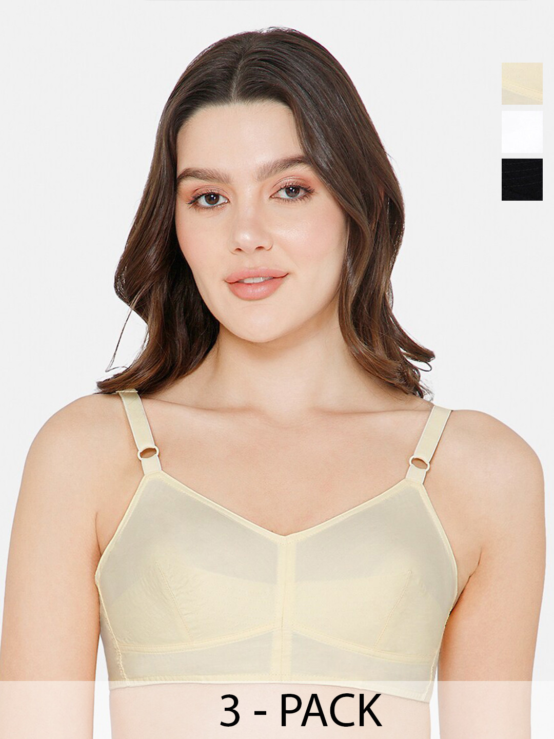 NAIDU HALL Pack Of 3 Full Coverage Non Padded Everyday Bra with All Day Comfort, Black 
NAIDU HALL Pack Of 3 Full Coverage Non Padded Everyday Bra with All Day Comfort, Black