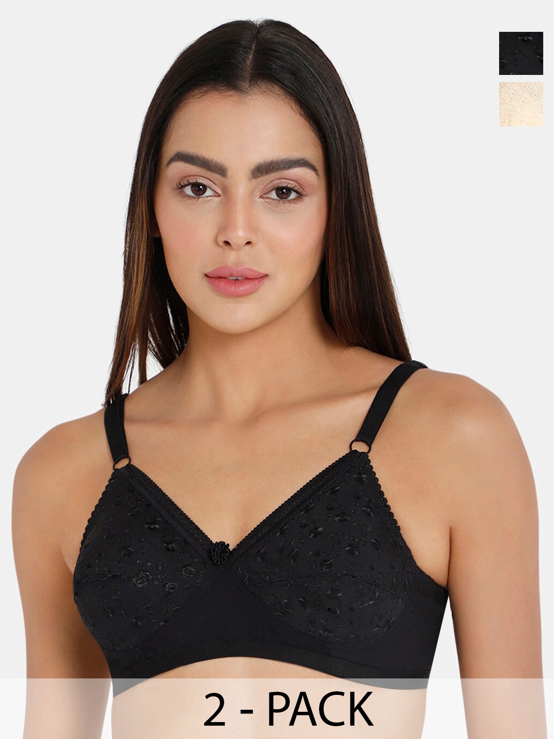 NAIDU HALL Pack Of 2 Full Coverage Non Padded Cotton Everyday Bra With All Day Comfort, Black
NAIDU HALL Pack Of 2 Full Coverage Non Padded Cotton Everyday Bra With All Day Comfort, Black