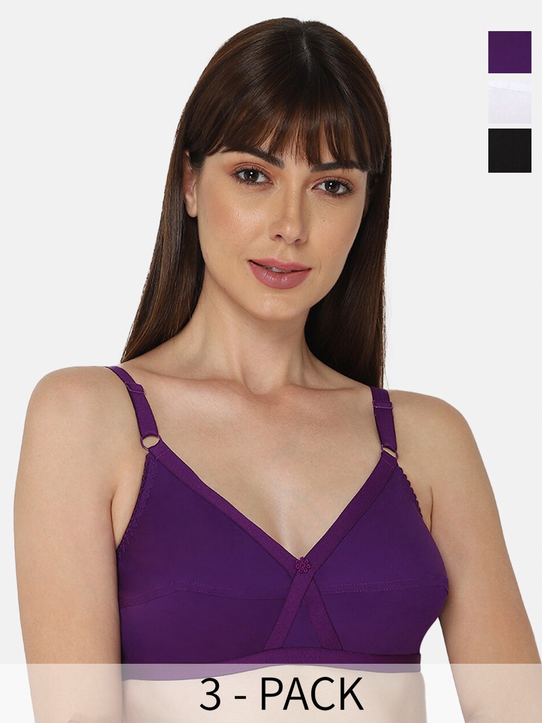 NAIDU HALL Pack Of 3 Full Coverage Non Padded Cotton Everyday Bra With All Day Comfort, Black
NAIDU HALL Pack Of 3 Full Coverage Non Padded Cotton Everyday Bra With All Day Comfort, Black