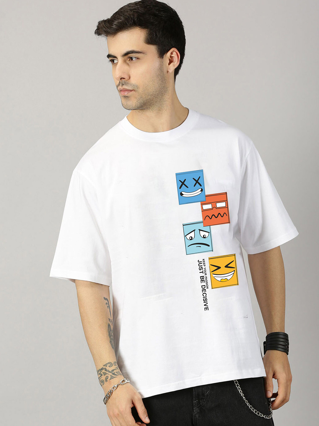 SLOWLORIS Graphic Printed Drop-Shoulder Sleeves Bio-Wash Oversized T-shirt, White
SLOWLORIS Graphic Printed Drop-Shoulder Sleeves Bio-Wash Oversized T-shirt, White