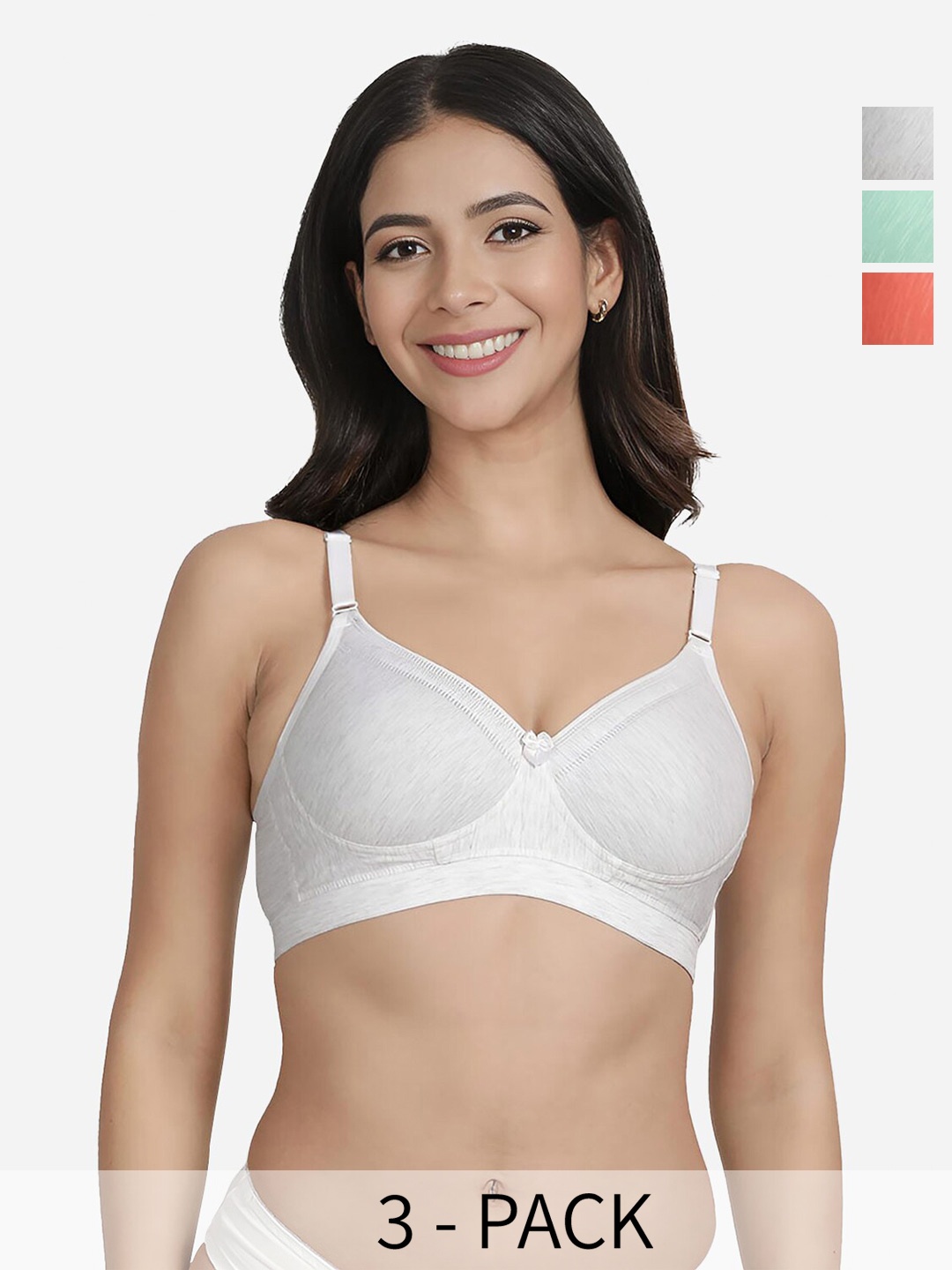 Susie Pack Of 3 Medium Coverage Lightly Padded Cotton T-shirt Bras With All Day Comfort, White
Susie Pack Of 3 Medium Coverage Lightly Padded Cotton T-shirt Bras With All Day Comfort, White