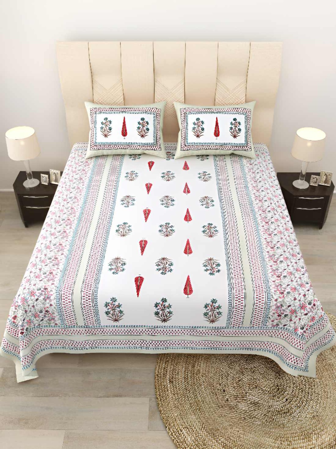 BED-SHEET.COM White Ethnic Motifs Printed Cotton 180 TC King Bedsheet with 2 Pillow Covers, Grey
BED-SHEET.COM White Ethnic Motifs Printed Cotton 180 TC King Bedsheet with 2 Pillow Covers, Grey