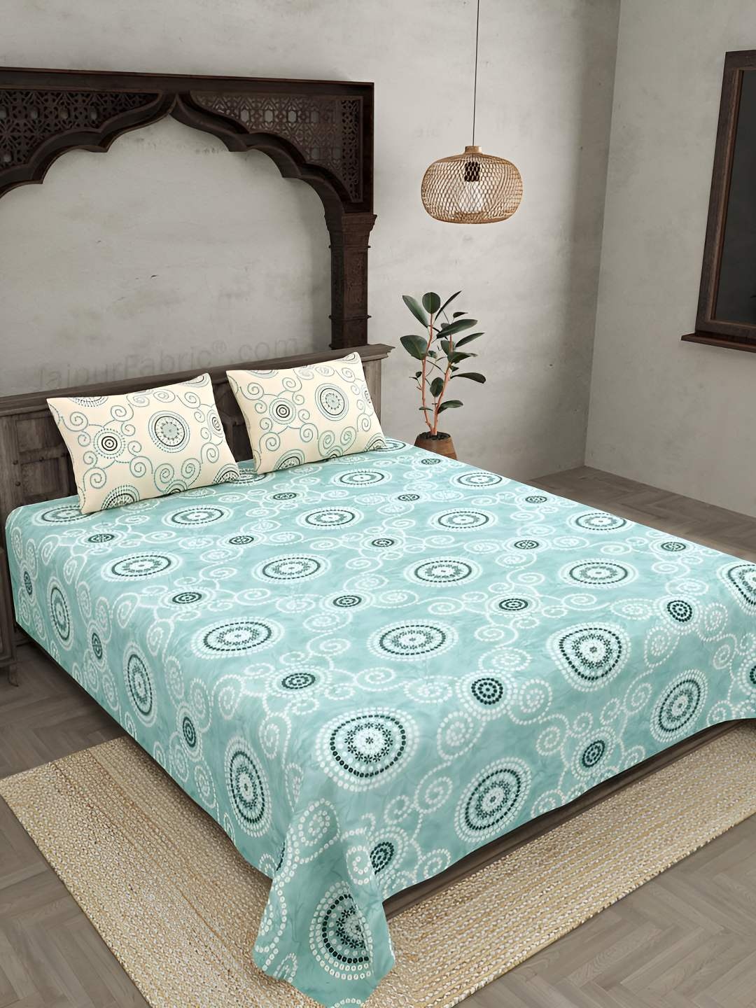 BED-SHEET.COM Green & White Ethnic Motifs Cotton 180 TC King Bedsheet With 2 Pillow Covers
BED-SHEET.COM Green & White Ethnic Motifs Cotton 180 TC King Bedsheet With 2 Pillow Covers