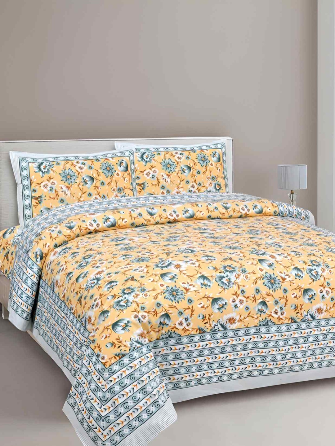 BED-SHEET.COM Yellow Floral Printed Cotton 180 TC King Bedsheet with 2 Pillow Covers, Grey
BED-SHEET.COM Yellow Floral Printed Cotton 180 TC King Bedsheet with 2 Pillow Covers, Grey