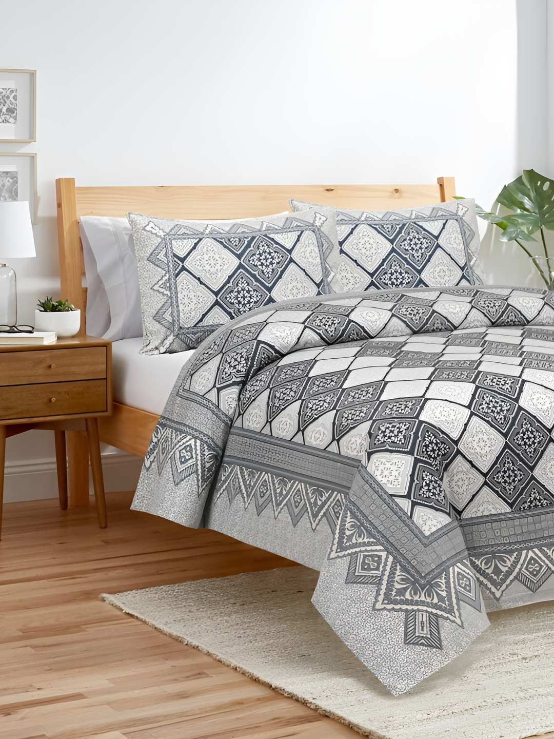 BED-SHEET.COM Grey & White Ethnic Motifs Cotton 240 TC King Bedsheet With 2 Pillow Covers
BED-SHEET.COM Grey & White Ethnic Motifs Cotton 240 TC King Bedsheet With 2 Pillow Covers