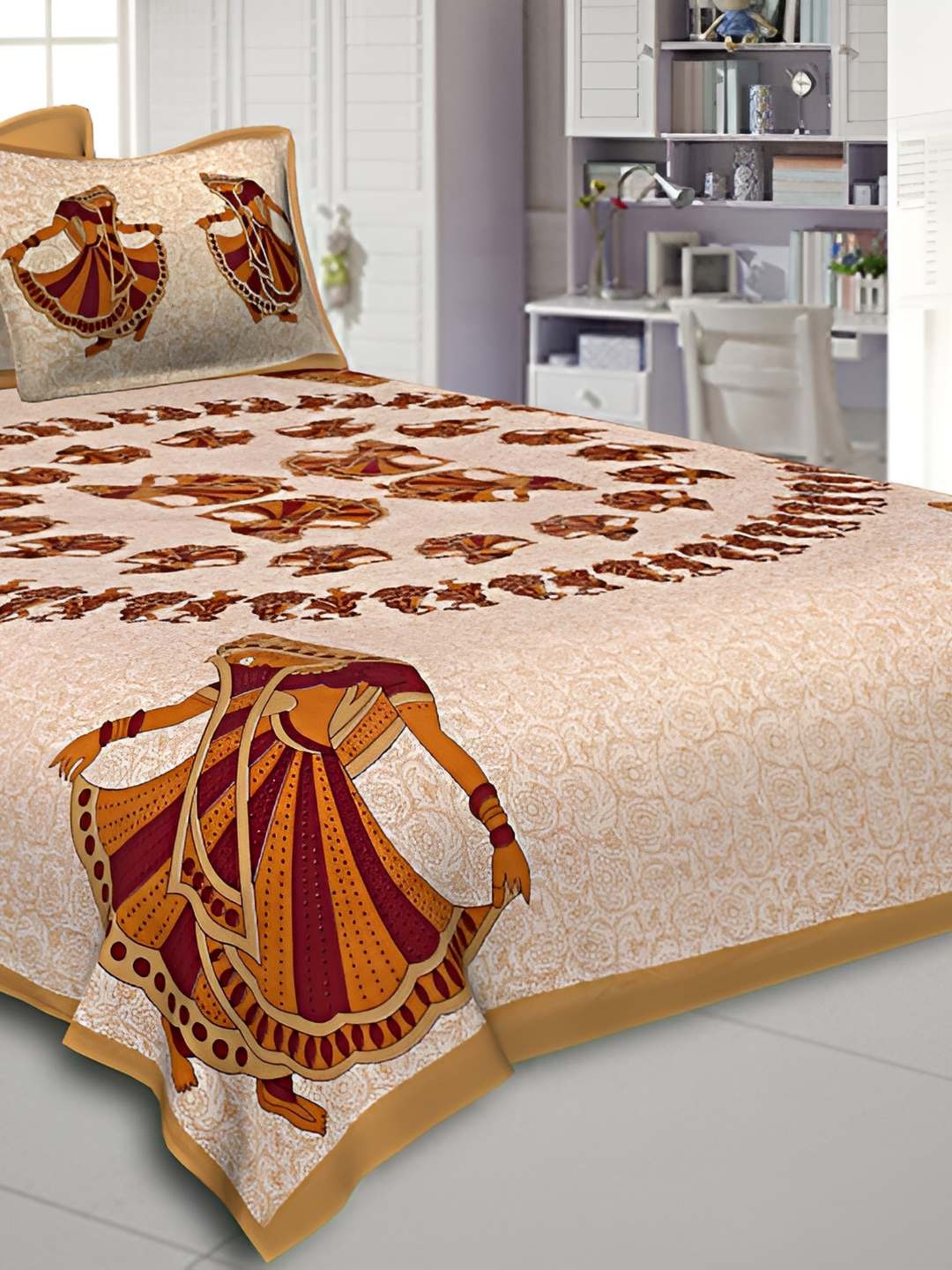 BED-SHEET.COM Brown Ethnic Motifs Printed Cotton 144 TC King Bedsheet with 2 Pillow Covers
BED-SHEET.COM Brown Ethnic Motifs Printed Cotton 144 TC King Bedsheet with 2 Pillow Covers