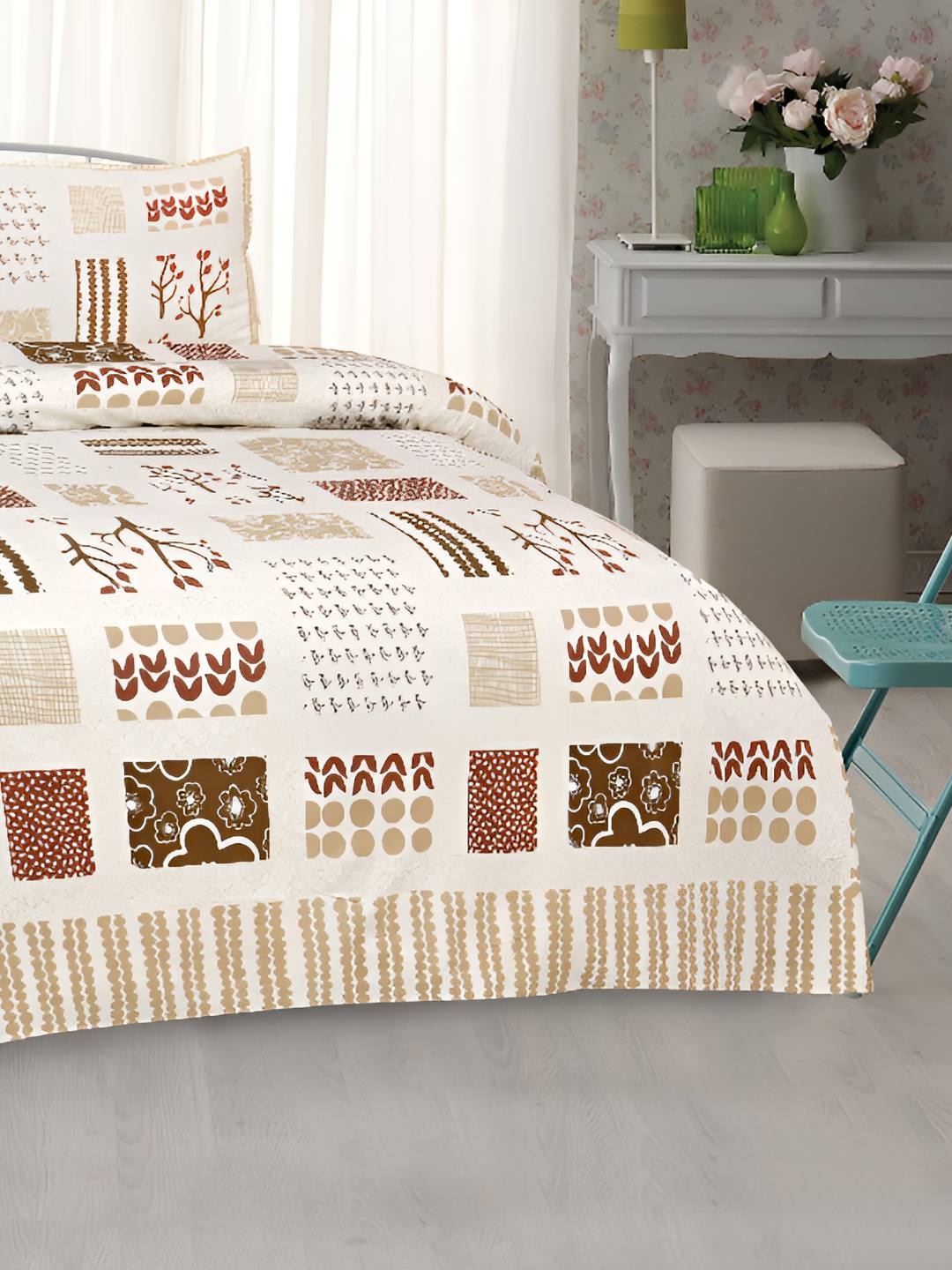 BED-SHEET.COM White Ethnic Motifs Printed Cotton 240 TC King Bedsheet with 2 Pillow Covers, Beige
BED-SHEET.COM White Ethnic Motifs Printed Cotton 240 TC King Bedsheet with 2 Pillow Covers, Beige