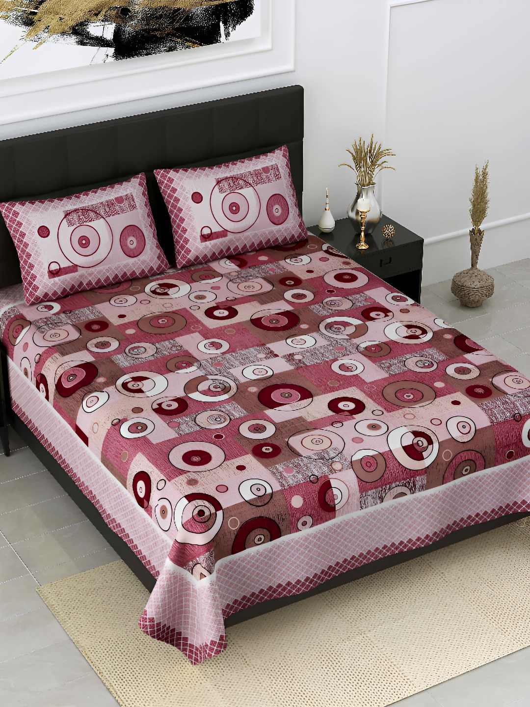 BED-SHEET.COM Pink & White Geometric Cotton 300 TC King Bedsheet With 2 Pillow Covers
BED-SHEET.COM Pink & White Geometric Cotton 300 TC King Bedsheet With 2 Pillow Covers