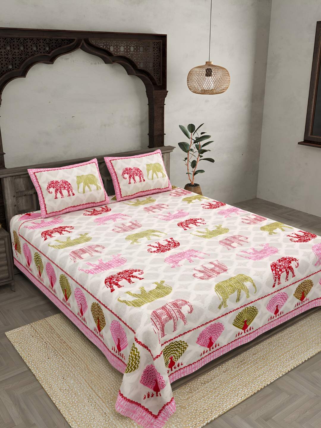 BED-SHEET.COM Pink & White Printed Cotton 180 TC Double King Bedsheet With 2 Pillow Covers
BED-SHEET.COM Pink & White Printed Cotton 180 TC Double King Bedsheet With 2 Pillow Covers