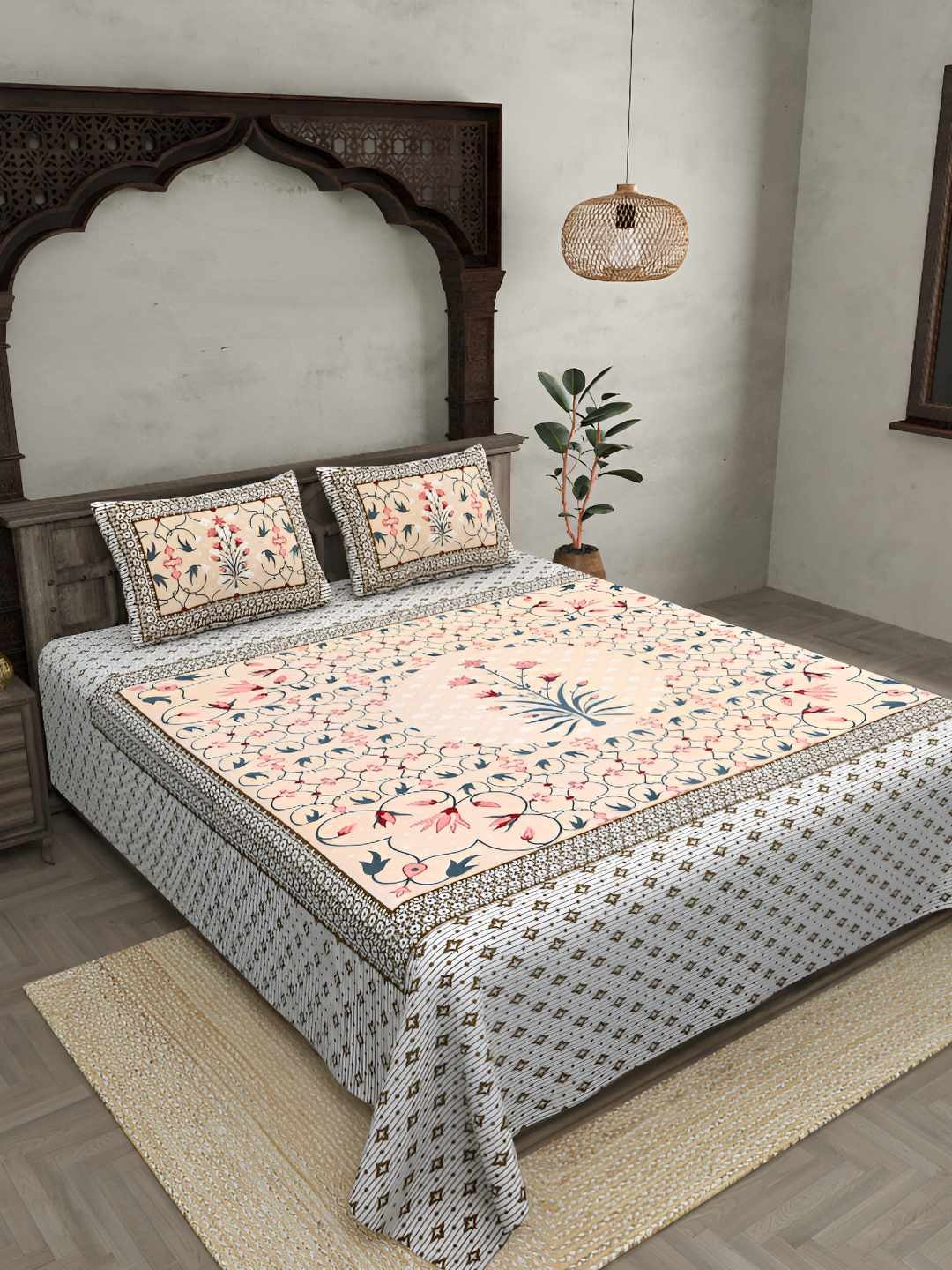 BED-SHEET.COM Peach-Coloured Ethnic Motifs Cotton 180 TC King Bedsheet & 2 Pillow Covers
BED-SHEET.COM Peach-Coloured Ethnic Motifs Cotton 180 TC King Bedsheet & 2 Pillow Covers