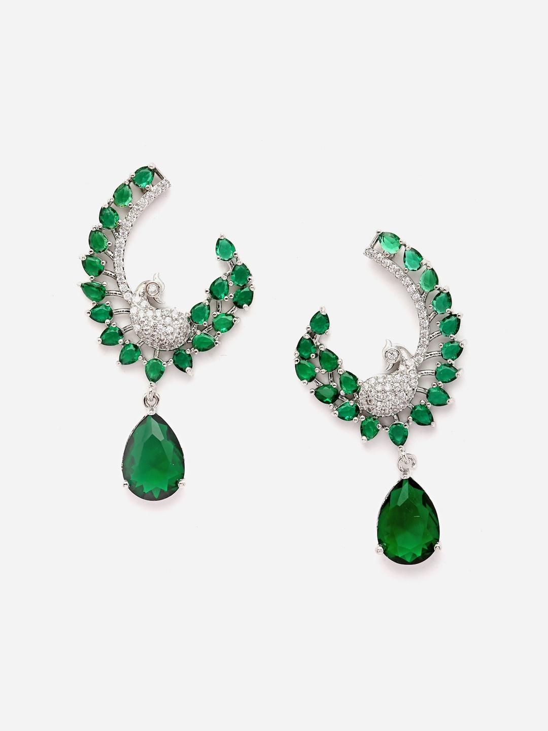 Anouk Silver-Toned Rhodium-Plated American Diamond-Studded Peacock Shaped Drop Earrings
Anouk Silver-Toned Rhodium-Plated American Diamond-Studded Peacock Shaped Drop Earrings