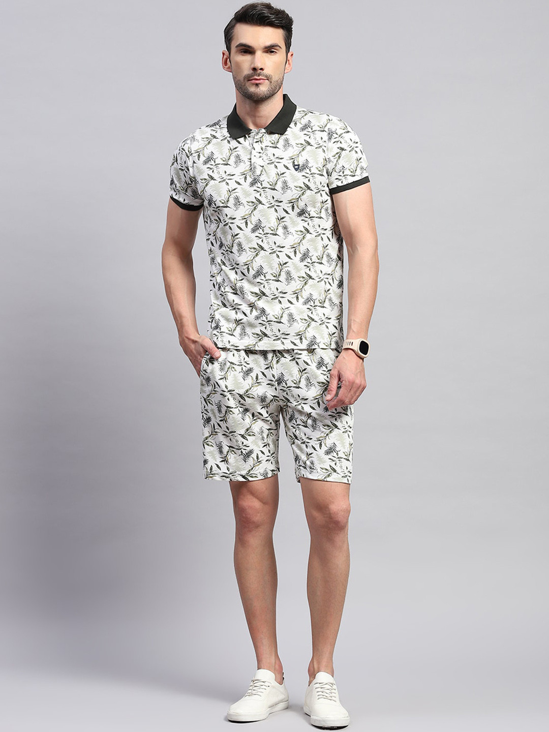 Monte Carlo Floral Printed T-Shirt & Shorts Co-Ord Set, Off white 
Monte Carlo Floral Printed T-Shirt & Shorts Co-Ord Set, Off white
