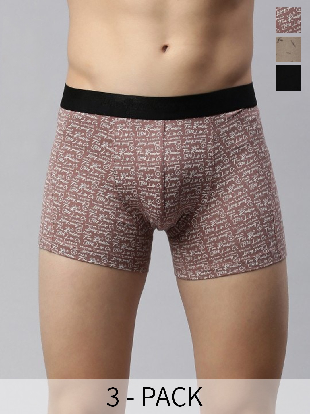 The Roadster Lifestyle Co Pack Of 3 Printed Cotton Trunks RD-T-30-P3-BlkBrwYpr, Brown
The Roadster Lifestyle Co Pack Of 3 Printed Cotton Trunks RD-T-30-P3-BlkBrwYpr, Brown