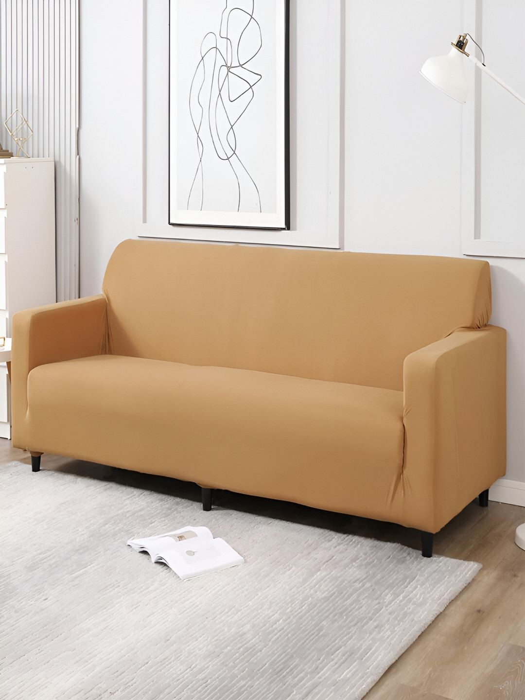 HOKIPO Brown 4 Seater Elasticated Sofa Cover With Arms
HOKIPO Brown 4 Seater Elasticated Sofa Cover With Arms