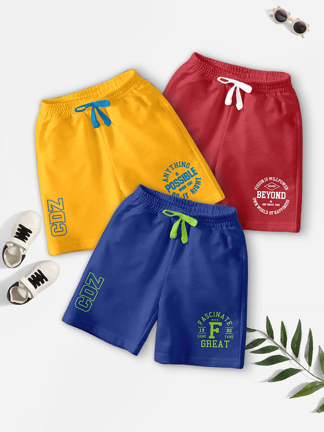 CODEZ Boys Pack Of 3 Typography Printed Mid-Rise Outdoor Casual Regular Shorts, Red
CODEZ Boys Pack Of 3 Typography Printed Mid-Rise Outdoor Casual Regular Shorts, Red