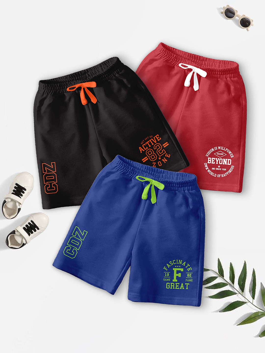 CODEZ Boys Pack Of 3 Typography Printed Mid-Rise Breathable Outdoor Casual Shorts, Red
CODEZ Boys Pack Of 3 Typography Printed Mid-Rise Breathable Outdoor Casual Shorts, Red