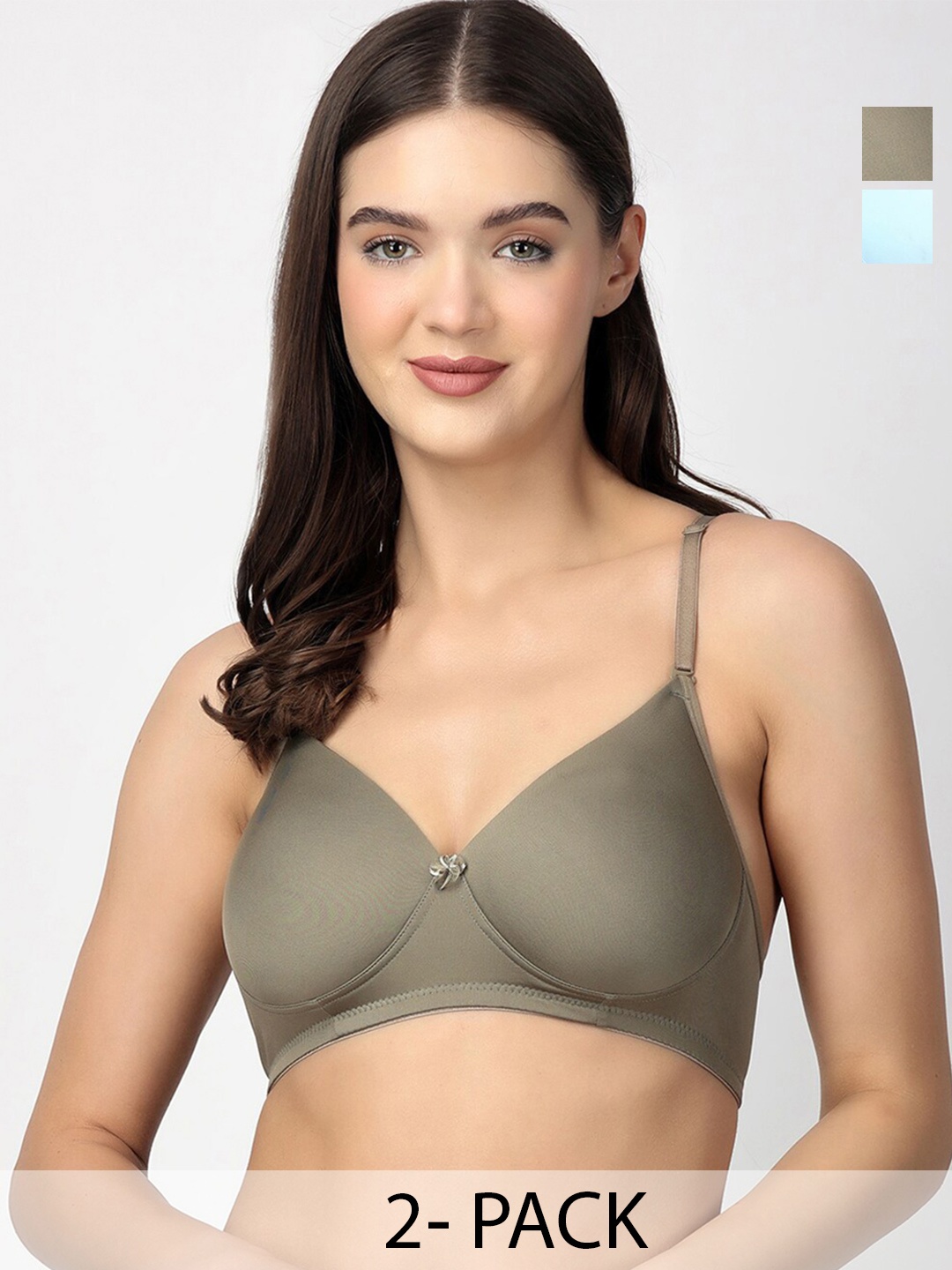 Floret Pack Of 2 Medium Coverage Heavily Padded T-shirt Bra With All Day Comfort, Olive
Floret Pack Of 2 Medium Coverage Heavily Padded T-shirt Bra With All Day Comfort, Olive