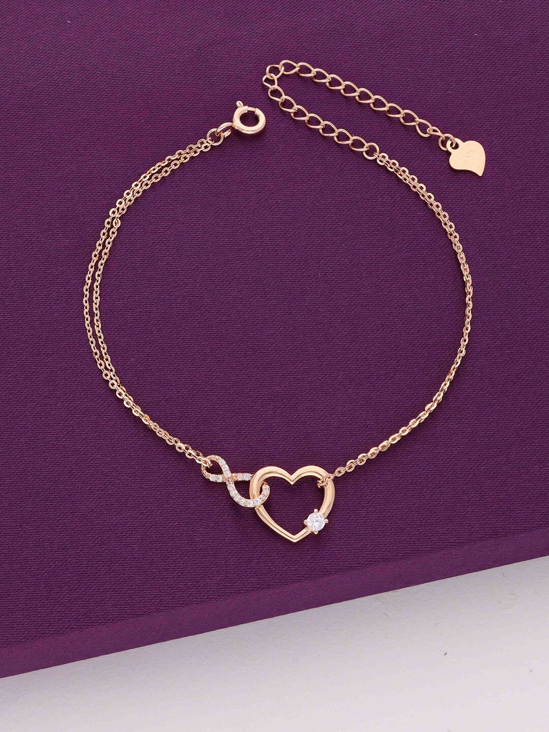 KAI JEWEL 925 Sterling Silver Cubic Zirconia Studded Pave Bezel Heart Charm Bracelet, Rose gold
KAI JEWEL 925 Sterling Silver Cubic Zirconia Studded Pave Bezel Heart Charm Bracelet, Rose gold