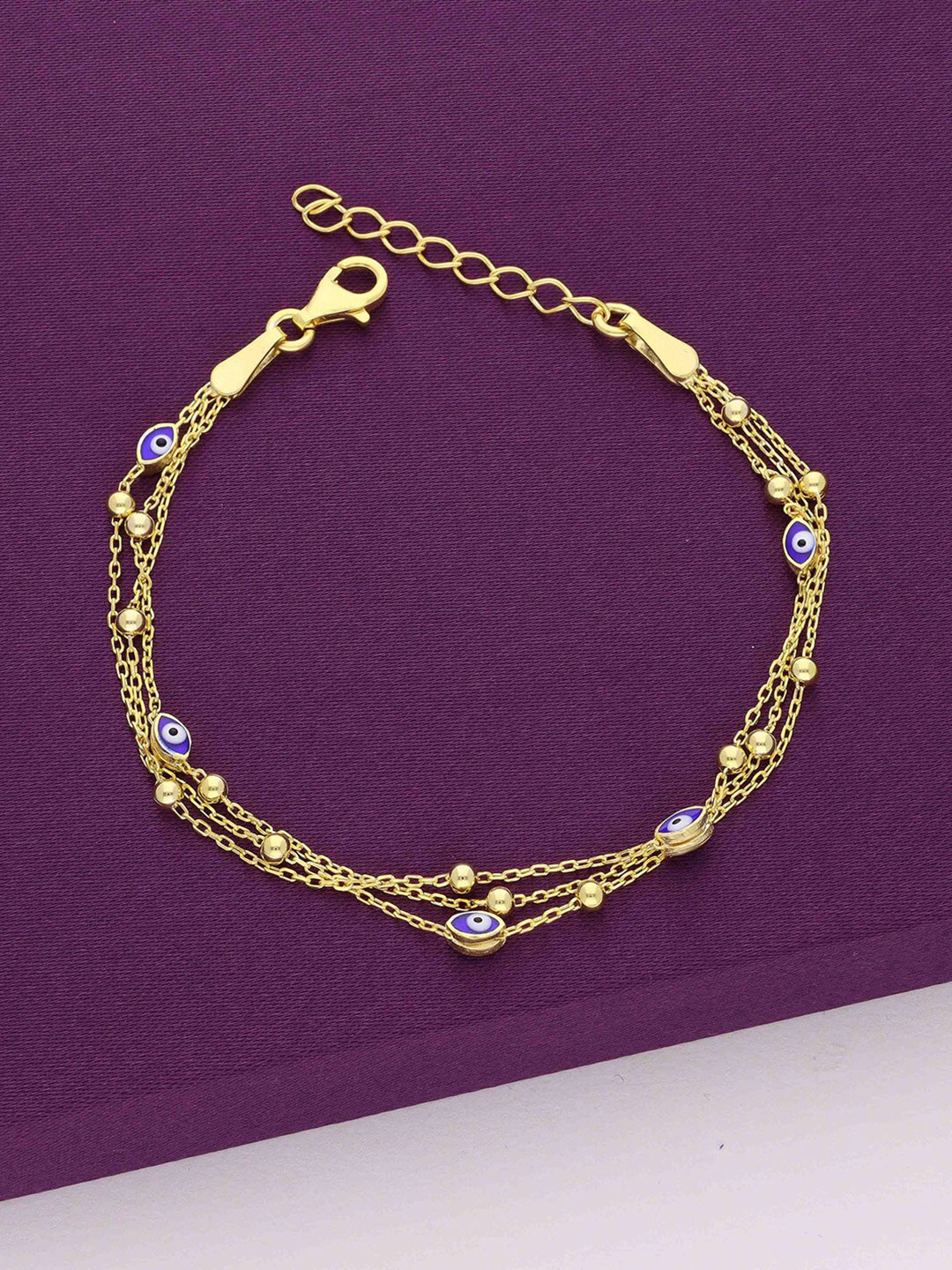 KAI JEWEL 925 Sterling Silver Rhodium-Plated Evil Eye 3-Layered Multistrand Bracelet, Gold 
KAI JEWEL 925 Sterling Silver Rhodium-Plated Evil Eye 3-Layered Multistrand Bracelet, Gold