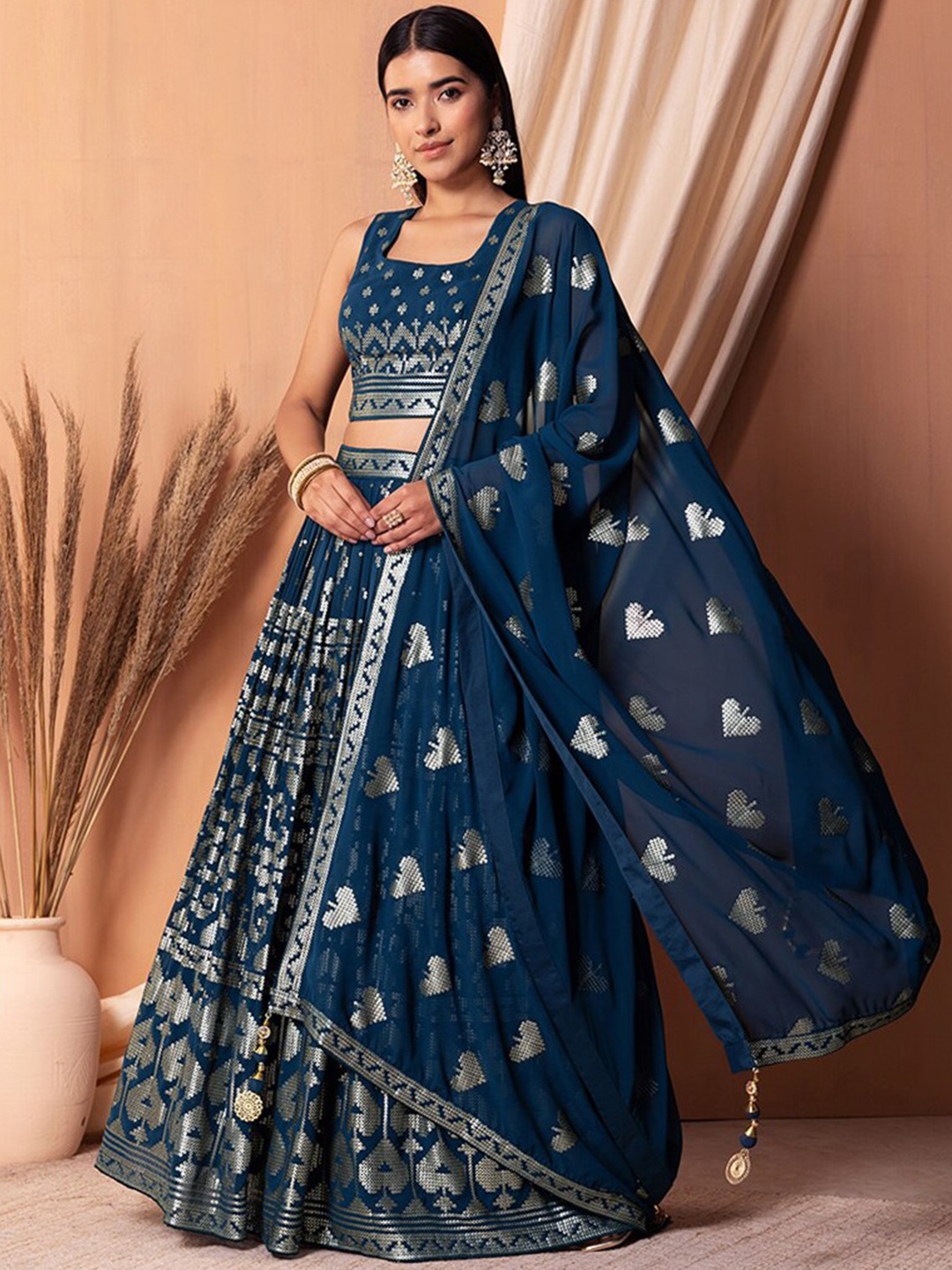 FABPIXEL Embroidered Sequinned Semi Stitched Lehenga & Unstitched Blouse With Dupatta, Blue
FABPIXEL Embroidered Sequinned Semi Stitched Lehenga & Unstitched Blouse With Dupatta, Blue