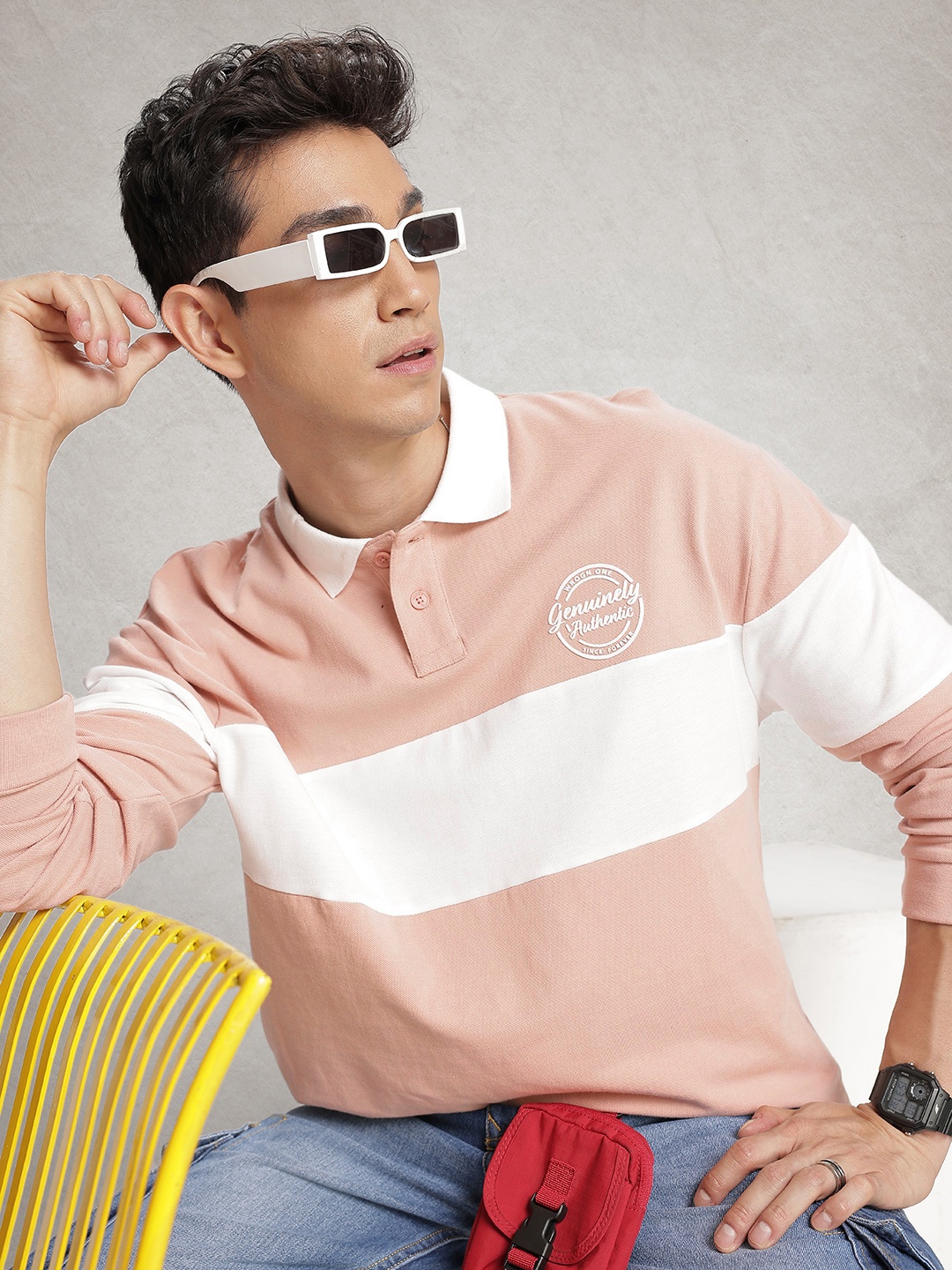 WROGN Striped Polo Collar Drop-Shoulder Sleeves Oversized Pure Cotton T-shirt, Rose
WROGN Striped Polo Collar Drop-Shoulder Sleeves Oversized Pure Cotton T-shirt, Rose