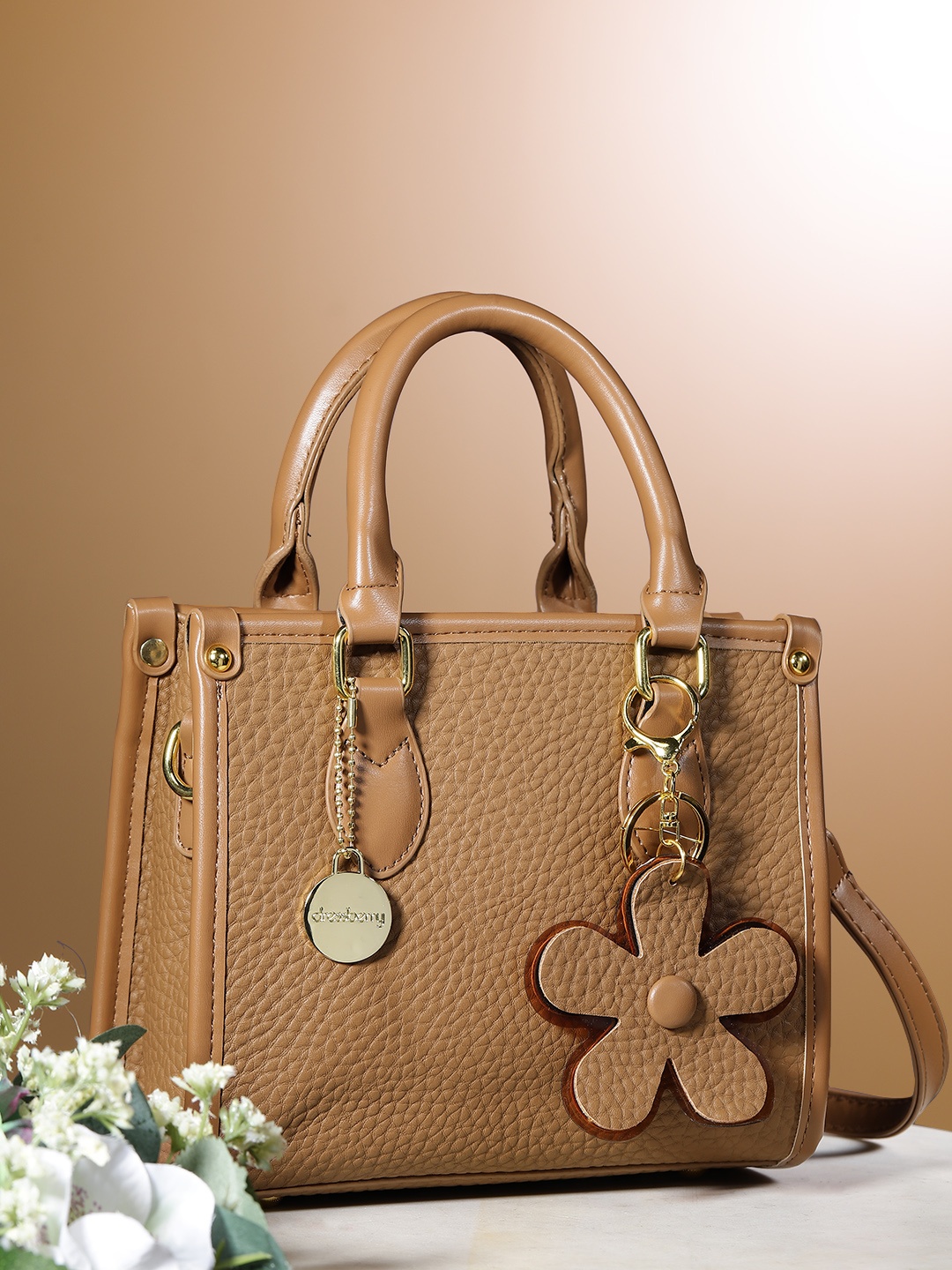 DressBerry Textured Structured Handheld Bag With Detachable Flower Chain, Brown
DressBerry Textured Structured Handheld Bag With Detachable Flower Chain, Brown