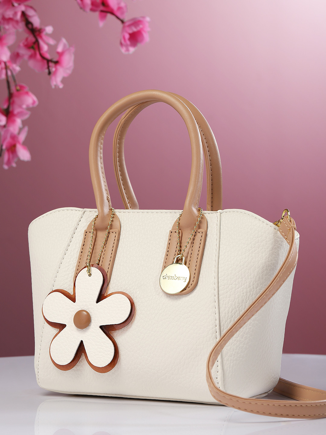 DressBerry Structured Handheld Bag with Flower Detail, Off white
DressBerry Structured Handheld Bag with Flower Detail, Off white