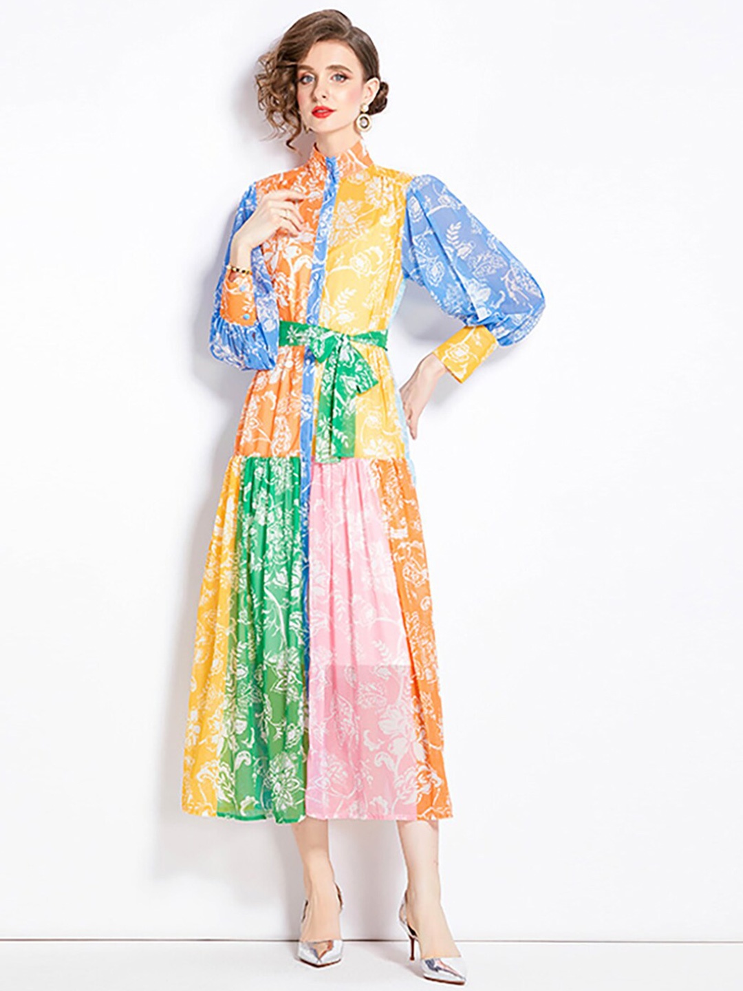 JC Collection Ethnic Motifs Printed Mandarin Collar Cuffed Sleeves A-Line Midi Dress, Yellow
JC Collection Ethnic Motifs Printed Mandarin Collar Cuffed Sleeves A-Line Midi Dress, Yellow