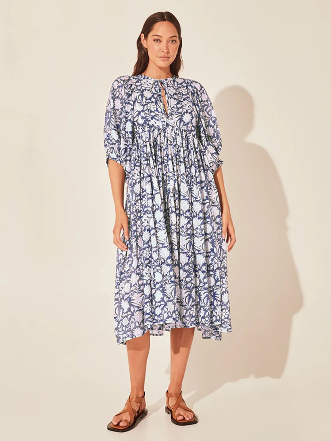 JC Mode Floral Print Tie-Up Neck Batwing Sleeves Gathered Fit and Flare Midi Casual Dress, Blue
JC Mode Floral Print Tie-Up Neck Batwing Sleeves Gathered Fit and Flare Midi Casual Dress, Blue